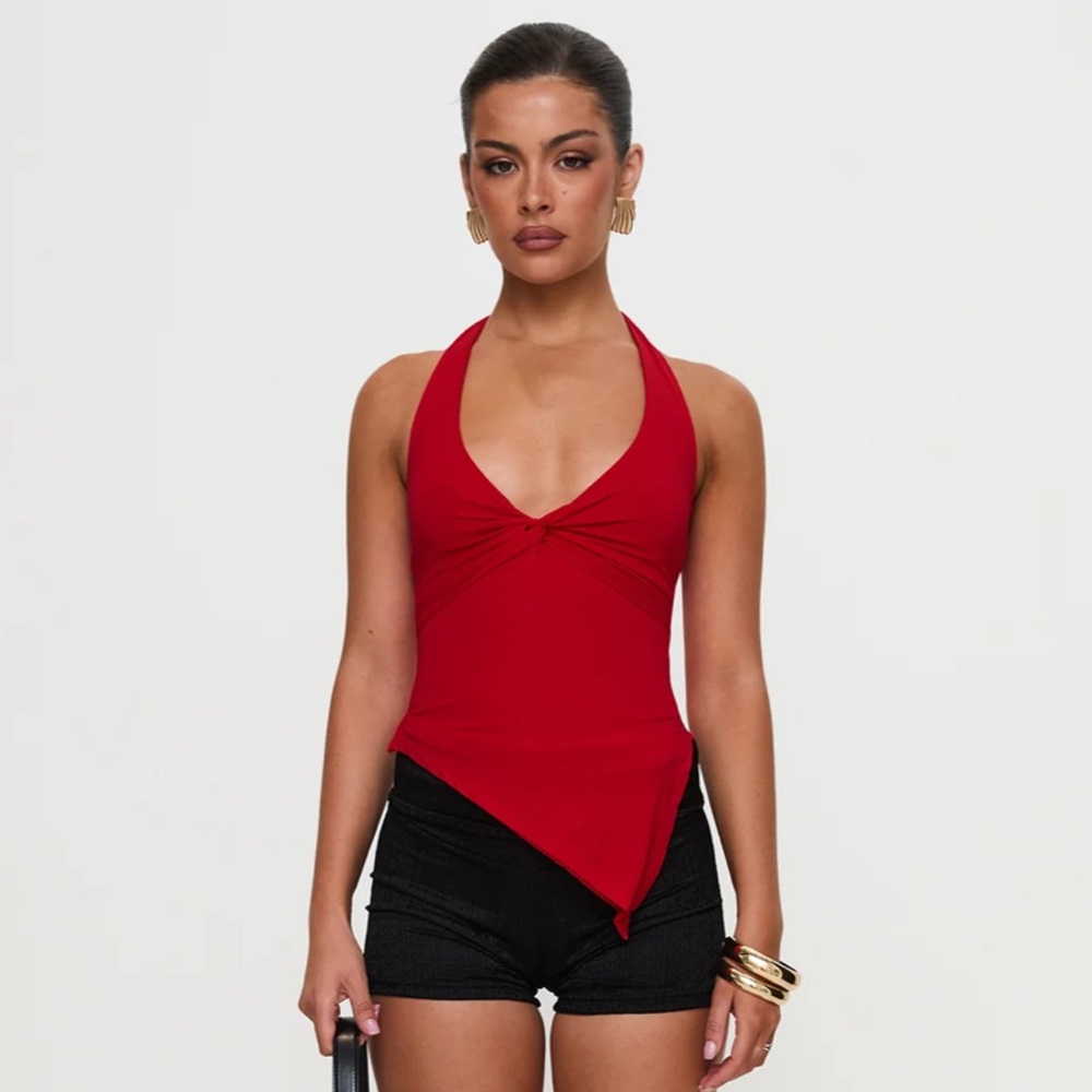 Princess Polly Red Halter Tank Top